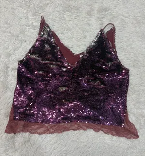 Free people intimately Women's Purple Sequin Lace Cami Top thumbnail 1