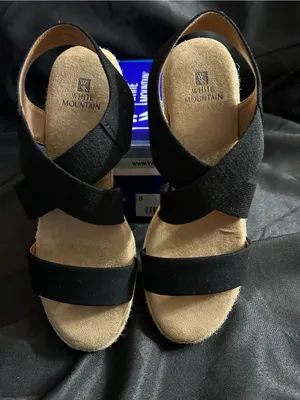 White Mountain Yanda Black Espadrille Wedge Sandals In Original Box SZ 8 thumbnail 7