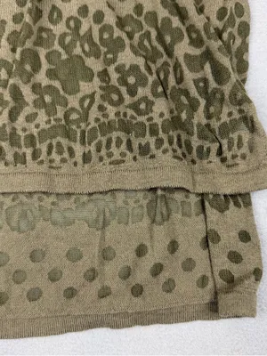 Design History Tunic Top Womens S Olive Leopard Floral Sheer Knit High Low Boho thumbnail 3
