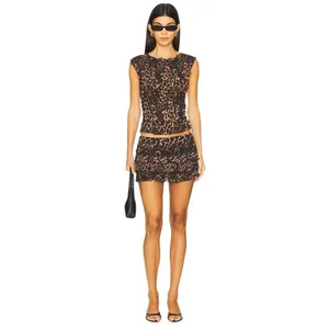 LIONESS Uno Tie Top in Leopard XXSmall Womens Sleeveless Tank thumbnail 4