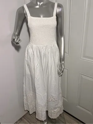 New Marine Layer Selene Embroidered Eyelet Maxi Dress White Size S Pockets thumbnail 7