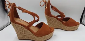 UGG Chestnut Suede Espadrille Wedge Sandals thumbnail 4