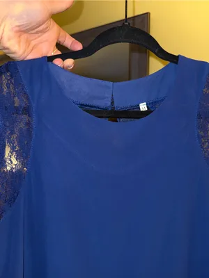 Women's Royal Blue Lace Sleeve Shift Dress thumbnail 3