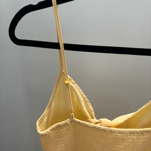 SHEIN Sunny Yellow Tie-Front Spaghetti Strap Button Dress thumbnail 5