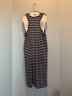Nautica Navy/White Striped Nautical Tank Racerback Mido Dress Soze Large NWT thumbnail 6