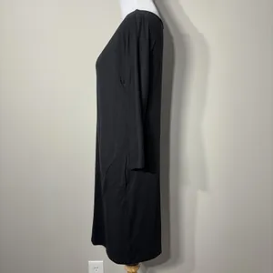 Garnet Hill‎ Tunic Dress XS Black 3/4 Sleeve Stretch Minimalist Tencel Lyocell thumbnail 7