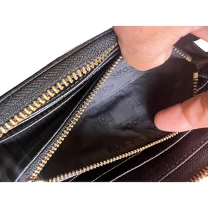 Michael Kors Wallet Clutch Zip Around Continental Black Smooth‎ Leather Urban thumbnail 4