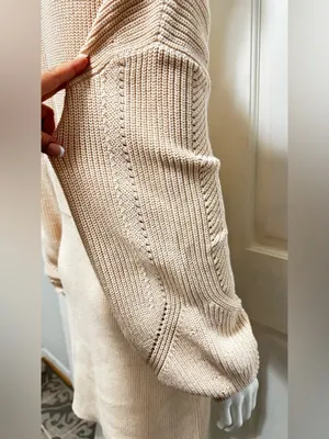 Lillusory Cotton Beige Knitted Cozy Neutral Knit Sweater Dress Size Large A1 thumbnail 7