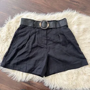 NWT Nine West Black Pleated Shorts W Belt Size US S thumbnail 2