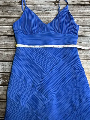 Do + Be Blue V-Neck Pleated Mini Dress - Classic Spaghetti Strap Size Small thumbnail 7