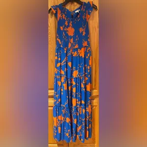 Anthropologie Abel The Label Charlie Floral Tiered Maxi Dress Blue Orange Small‎ thumbnail 3