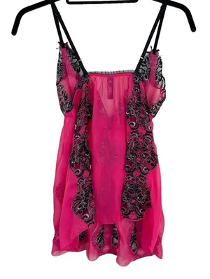 Victoria’s Secret Pink Lace Lingerie Nightie Tank Cami Top Sz Medium thumbnail 2