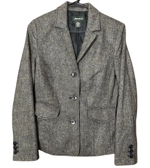 Eddie‎ Bauer Women's Tweed Wool Blend Blazer Brown Tan Sz 2 Academia Equestrian thumbnail 1