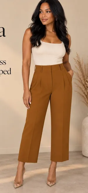 Aritzia Wilfred The Effortless Pant Cropped Caramel Brown Pleated Pants Size 2l thumbnail 1