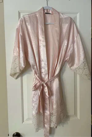 Christian Dior Pink Satin Lace Robe thumbnail 1