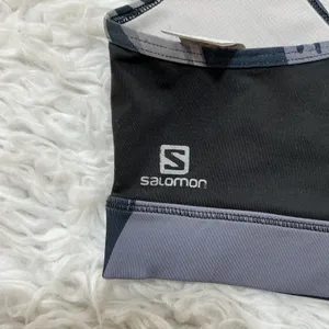 Salomon Sports Bra Black Grey Racerback Compression Medium M thumbnail 3