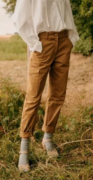 Sezane Benicio Chino Cargo Trousers in Caramel thumbnail 1