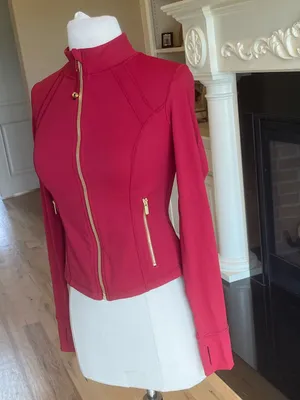 Women's Cranberry Red Active Zip Jacket & Leggings Set New Size XS thumbnail 6