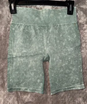 Aeropostale Seamless Acid Wash Biker Shorts Green Size Small thumbnail 1