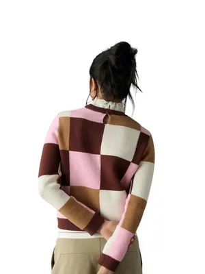 By Anthropologie Plaid Ruffle Collar Pullover Sweater Size M thumbnail 4