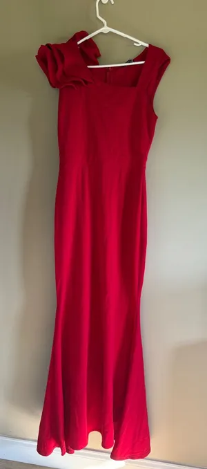 Lulus Red Mermaid‎ Maxi Dress Ruffle Shoulder Formal Gown Large thumbnail 1