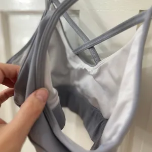 NVGTN XS? XXS? Criss Cross Back Sports Bra Light Gray Activewear NO PADS‎ thumbnail 3