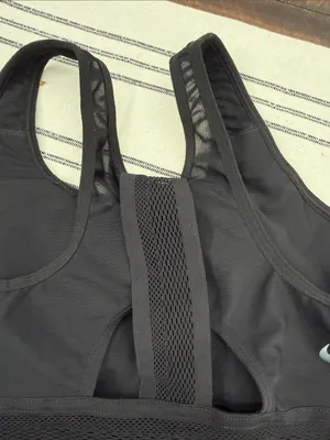 Nike Black Textured Mesh High-Impact Sports Bra thumbnail 4