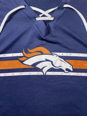 NFL Denver Broncos Navy & Orange Lace-Up Short Sleeve Tee thumbnail 3