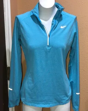 Nike drifit blue quarter zip long sleeve top thumbnail 1