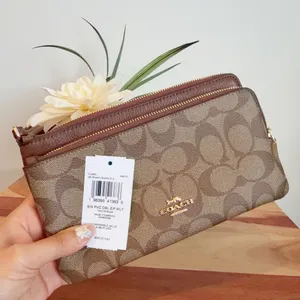NWT Coach Double Zip Wallet‎ In Signature Canvas thumbnail 6