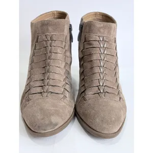 Franco Sarto Taupe Suede Ankle Booties Block Heel Modern Classic‎ Size 8.5 thumbnail 3