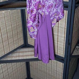 Ann Taylor Lilac Dress with Multicolor Floral Tile Print A-line Halter Dress thumbnail 7