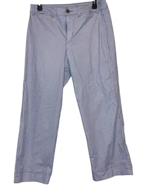 Old Navy Cropped Pinstripe Pants Women's Size 8 Blue White Casual Chic‎ thumbnail 1