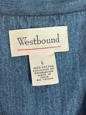 Westbound vintage Denim Holiday Vest Blue Red Green Stockings 90s large thumbnail 7