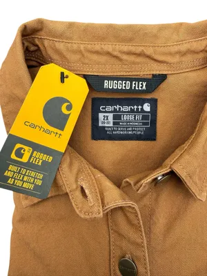 Carhartt Women’s Rugged Flex Heavyweight Duck Overshirt Shacket Brown NWT 2X thumbnail 8