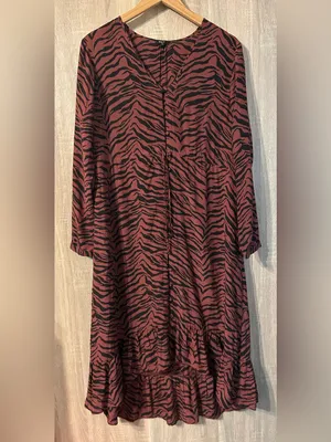 Rails Rust Black Tiger Stripe High Low Ruffle Hem Midi Dress Size Medium thumbnail 3