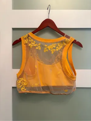 Free People movement Lace Yellow Sports Bra Size Small thumbnail 2
