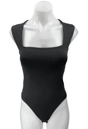 Zara Women's Black Square Neck Stretch Sleeveless Tank Bodysuit Top Size S thumbnail 1