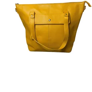 Ora Delphine Eden Leather Tote Bag Mustard Yellow No Shoulder Strap thumbnail 5