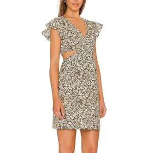 Rails Nyla Olive Vine Cut Out‎ Mini Dress Medium Green Floral Boho Summer Cotton thumbnail 2