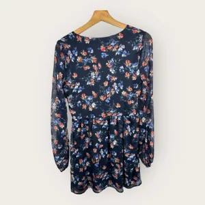 Abercrombie & Fitch Womens size Small Floral Boho Sheer Sleeve Dress Blue thumbnail 2