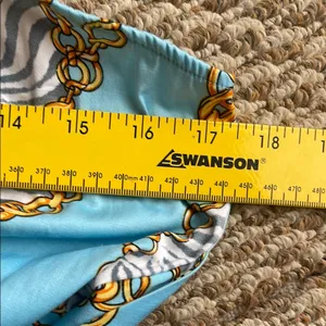 Show Me Your MuMu Blue and Gold Ruffled Wrap Dress thumbnail 3