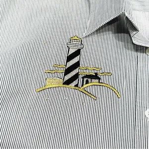 Vintage Las Olas Nautical Embroidered & Embellished Button Down Striped Shirt thumbnail 3