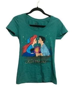 Disney Little Mermaid Ariel Go On Kiss the Girl T-Shirt Size XS FIRST KISS thumbnail 1