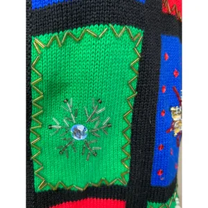 Jack B. Quick Cardigan Sweater Womens Small Black Ugly Christmas Holiday thumbnail 4