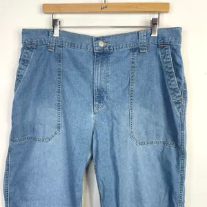 Old Navy OG Chino High Rise Utility Slouchy Ankle Denim Jeans Elastic Waist XL thumbnail 3