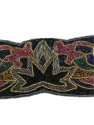 Vintage 80s Beaded Statement Waist Belt Cummerbund glam cocktail attire Disco thumbnail 5