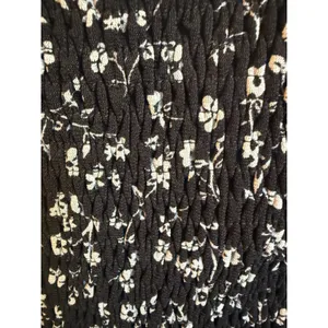 Floral Smocked Maxi Dress Black White Puff Large cottage milkmaid romantic boho thumbnail 5