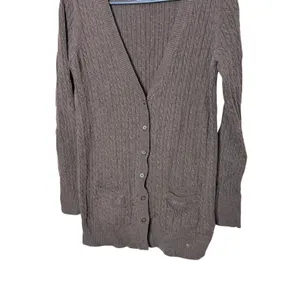 Eddie Bauer Womens Brown Cable Knit V-Neck Button Front Cardigan Sweater MT thumbnail 4