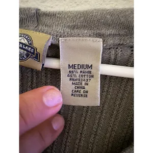 Shaver Lake Casuals Ribbed Knit Henley Hoodie Sage Green Grey Medium Ramie thumbnail 4